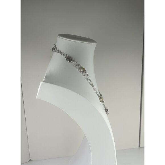 Colore SG Sterling Silver Necklace 36" Gemstone Stations Citrine Smoky Quartz - Picture 7 of 10